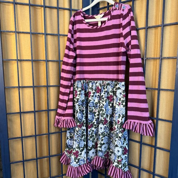 Matilda Jane “Garden” Long Sleeve Striped Floral Dress – Size 14 - Picture 2 of 8